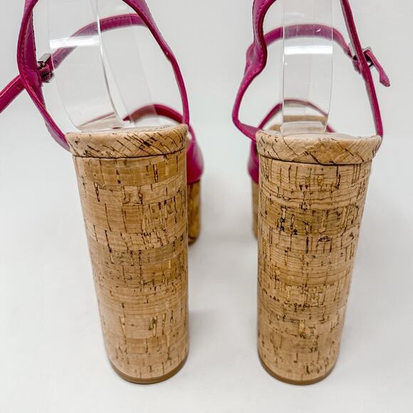 NEW Schutz Glayce Platform Pink Leather Sandals Heels Size 8.5 MSRP $178 - Picture 9 of 12